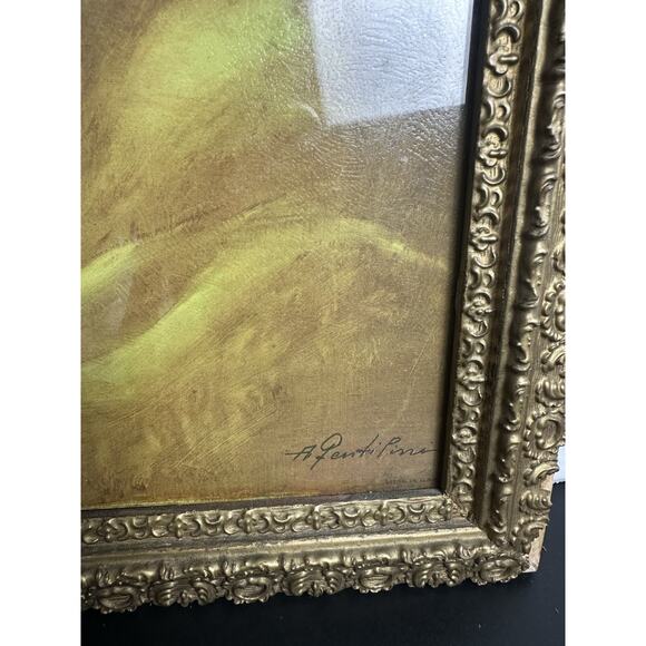 Vintage Gold Framed A.Fenti Pini Print signed Portrait Of Mother & Child Marked - Picture 2 of 13